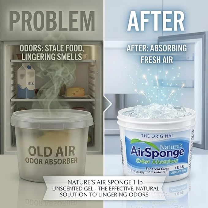 Air Sponge No Scent Odor Absorber (1 lb) Gel – Freshener for Home – Pet Odor Eliminator – Deodorizer and Room Air Fresheners Scent – Pack of 2