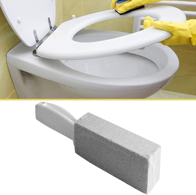 Generic 1Pc Natural Pumice Stone Toilets Brush Quick Cleaning Stone Cleaner With Long Handle For Toilets Sinks Bathtubs, Silver