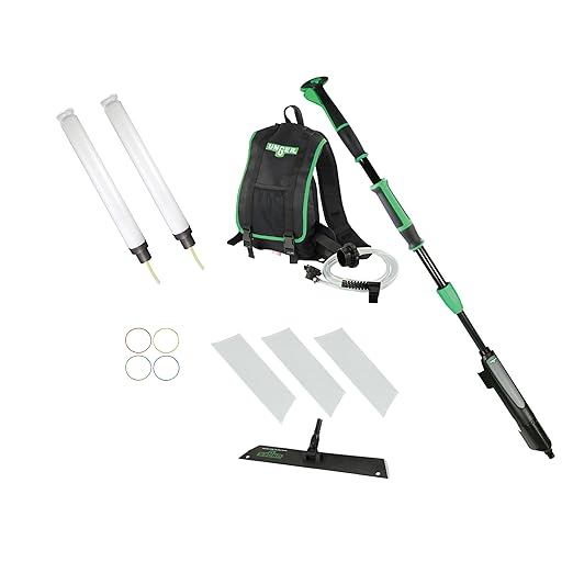 Unger Commercial Excella Floor Finishing Straight Kit 18" - Adjustable Pole, Mop Pad Holder and Dispensing Backpack - EFKT9