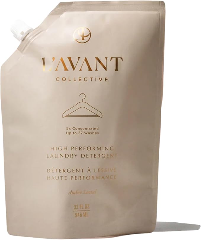 L'AVANT Collective Luxury Laundry Detergent Refill | Eco-Friendly, 75% Less Plastic | Ambre Santal | Natural Non-Toxic Liquid Laundry Soap with Enzymes | Plant-Based, HE Compatible | 32 oz
