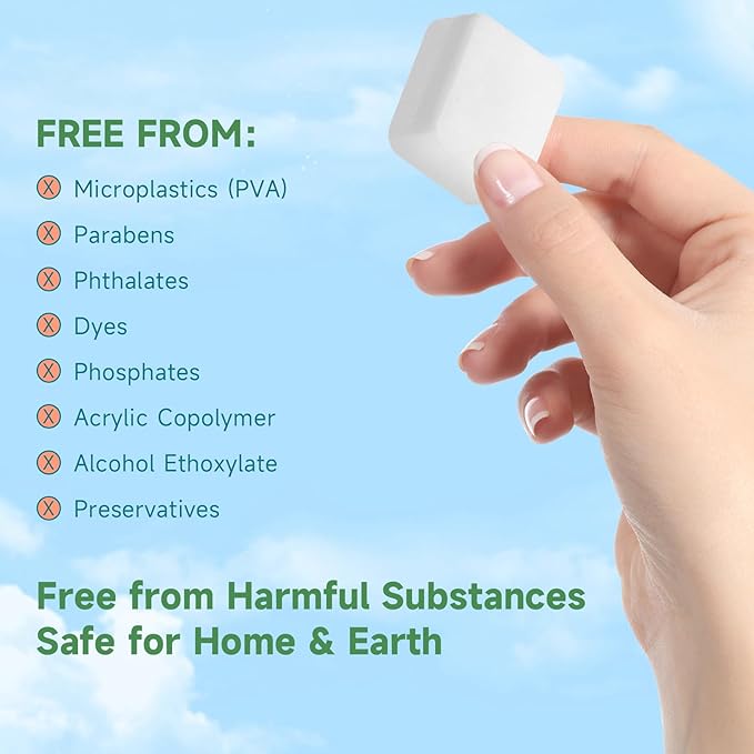 100% Plastic-Free Dishwasher Detergent Tablets, 72 Count, Free & Clear, All-in-One Dishwashing Pods, Enzyme-Powered for Stuck-On Food, Phosphate & Dye Free, Residue-Free Sparkling Shine