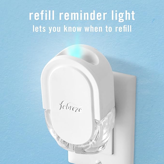 Febreze Plug-In Air Freshener, Odor-Fighting Scented Oil Starter Kit, Air Fresheners for Home, Bathroom and Kitchen, Long Lasting for Strong Odors, Gain Original Scent, Warmer + 2 Refill, Multicolor