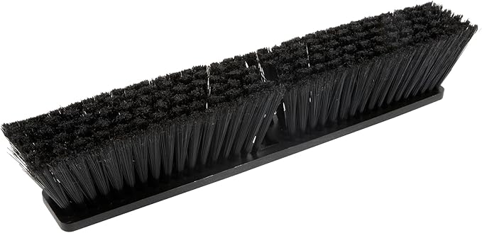 Restaurantware-BROOM HEAD ONLY: Clean Tek Professional 17.13-Inch Push Broom Head, 1 Heavy-Duty Cleaning Tool - Handle Sold Separately, Fine Flagged Bristles, Black Plastic, Outdoor Use