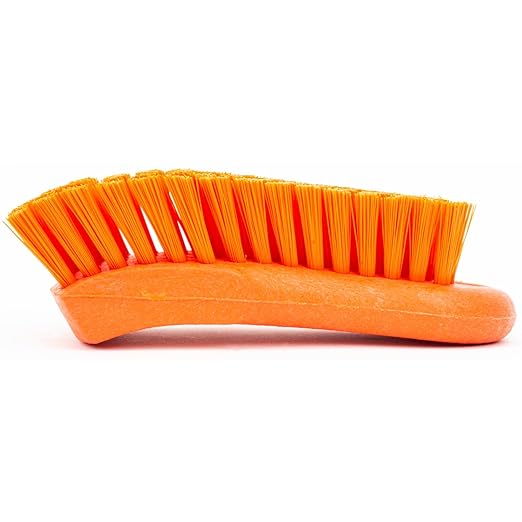 SPARTA Plastic Cutting Board Scrub Brush with Hanging Hole for Washing Cutting Boards, 6 Inches, Orange