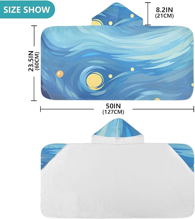 Hooded Towel for Kids Beautiful Starry Sky Beach Wrap Bath Towels 50x23.5in