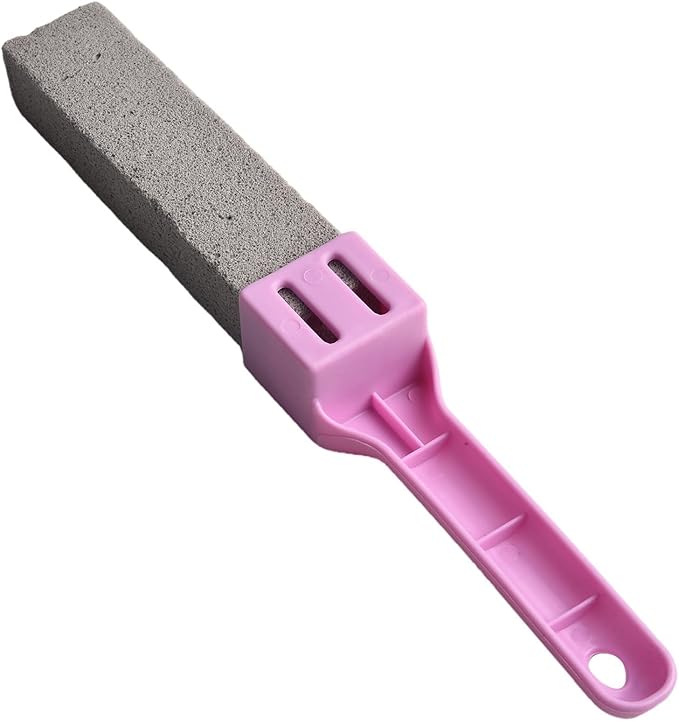 Natural Pumice Toilet Cleaning Brush With Ergonomic Handle For Removing Yellow Stains Rust Scale On Toilets Sinks Bathtubs Tiles Chemical-Free Multi-Use Bathroom for SURFACE Cleaner (Purple)