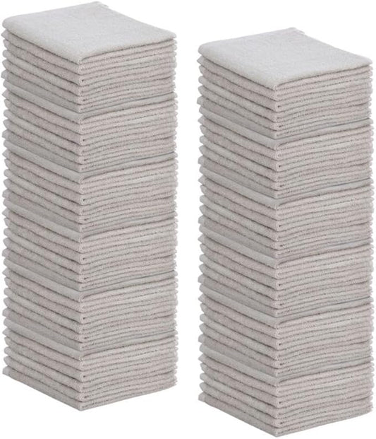 Superio Cotton Terry Washcloths Grey Towels 100% Cotton Cleaning Cloth 16" Rags Wash Clothes for Body and Face, Spa Towels, Multi Purpose (72, 16"x16")