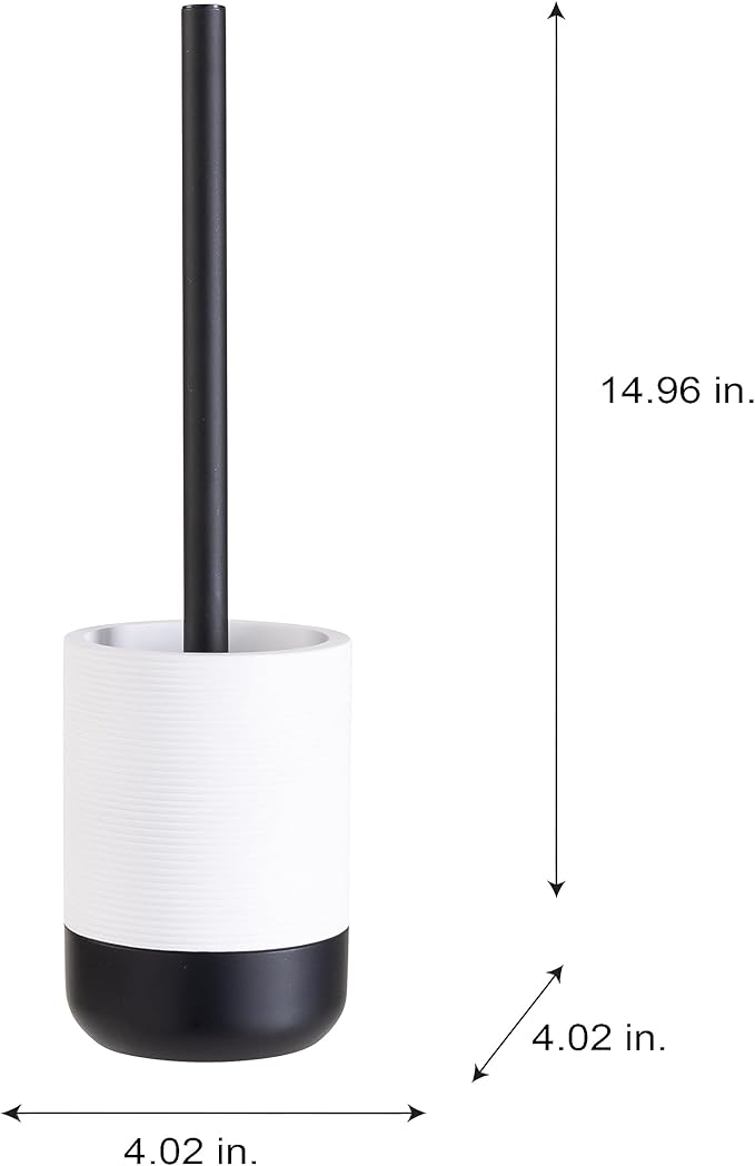 Bath Bliss Monochrome Toilet Brush | Bathroom Cleaning | Rust Resistant | 360 Degree Bristle Brush | White & Black