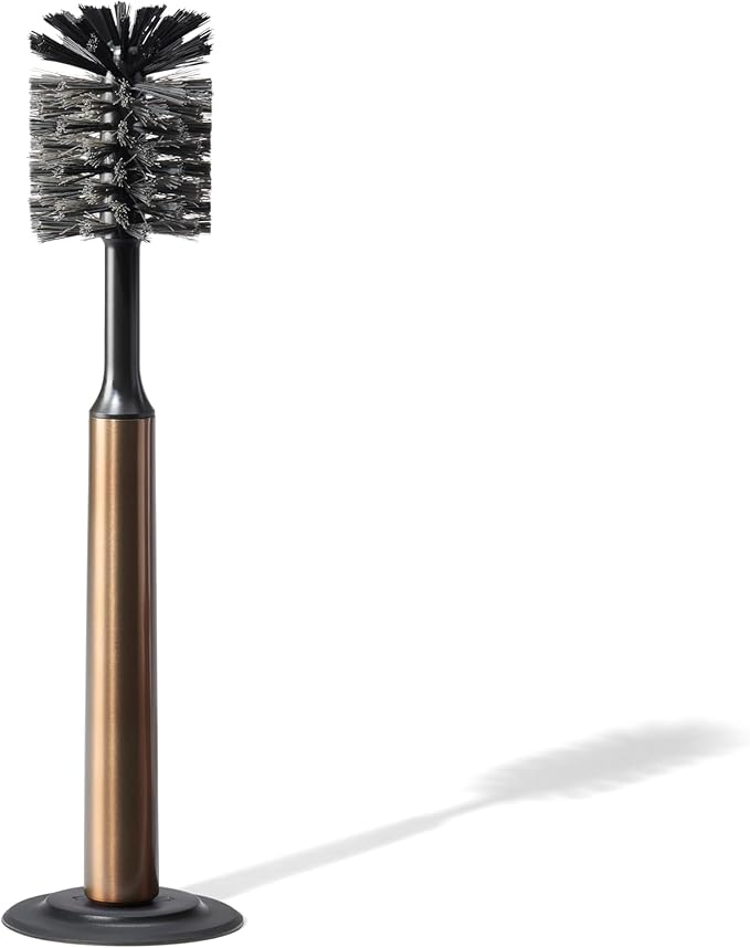Curio Home Goods Ionic Bottle Brush, Magnetized to Stand Upright, Stainless Steel with Replaceable Head, Bronze