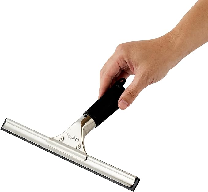 Restaurantware-Clean Tek Professional 11.81 Inch Window Squeegee, 1 Cleaning Squeegee with Rubber Blade - No-Slip Handle, Clean Mirror Or Car Windshield, Stainless Steel Wiper for Glass Door
