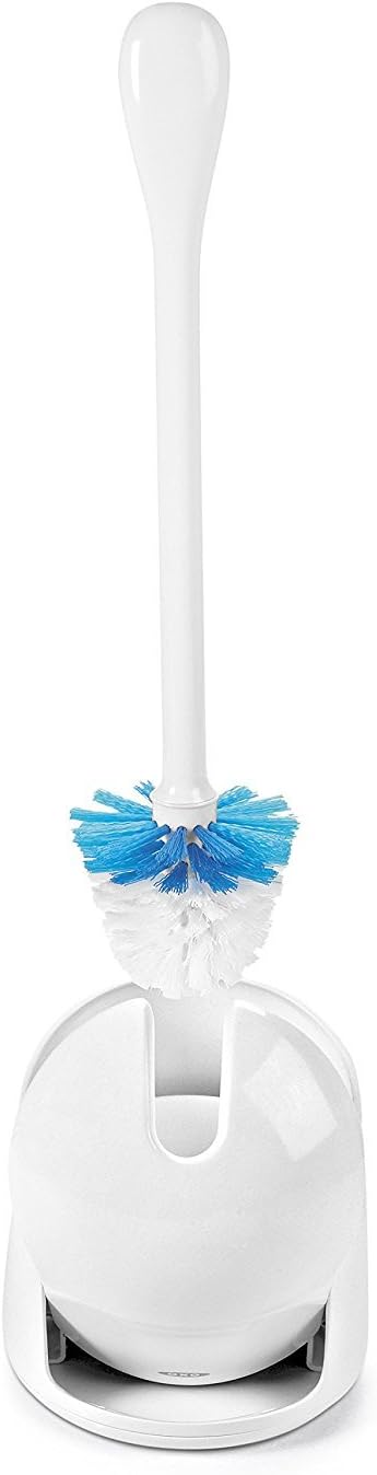 OXO Good Grips Set Toilet Brush & Plunger Combo, White & Good Grips Compact Toilet Brush & Canister