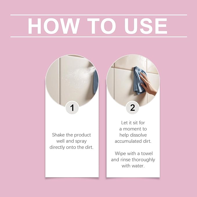Bathroom Cleaner Pink Foam Spray, Powerful Limescale & Urine Stain Remover, No-Rinse Descaler for Showers, Bathtubs, Sinks, Tiles & Glass Surfaces (1Pcs)
