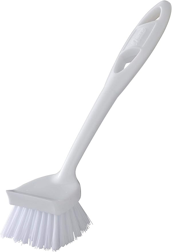 Quickie Dish Brush, Long Handle, White, Dish Scrub Brush for Cleaning, Pots/Pans/Kitchen