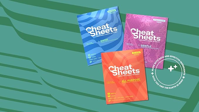 Cheat Sheets Laundry Detergent Sheets Swim Travel Packs Sea Spray - 10 Sheets (10 Loads) - Travel Friendly - Liquidless and Powderless - Eco-Friendly - Formulated For Swimwear and Bathing Suits