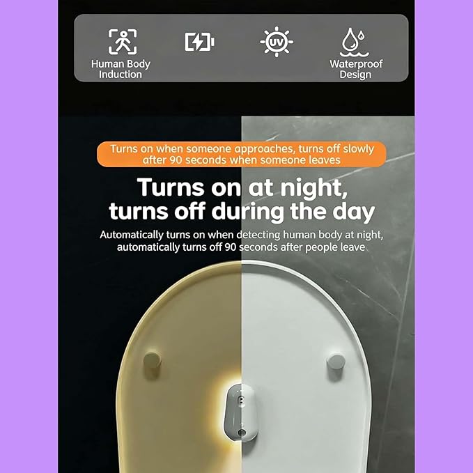 Self Cleaning UV Toilet Sanitizer and Night Light, Motion-Activated, Built-in Rechargeable Battery, Adhesive-Mounted for Shared Bathrooms, Reduces Bacterial Exposure, for Elderly & Pet (1PCS)