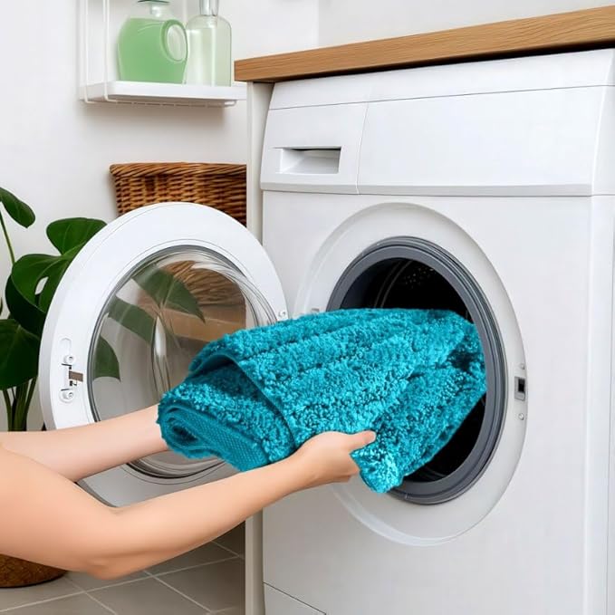Bath Rugs Set 3 Pieces Bathroom Mat Soft Absorbent Plush Shaggy Soft Floor Non Slip Shower Bath Tub Machine Washable (Teal-ser, 20"x32"/20"x20"/17"x24")