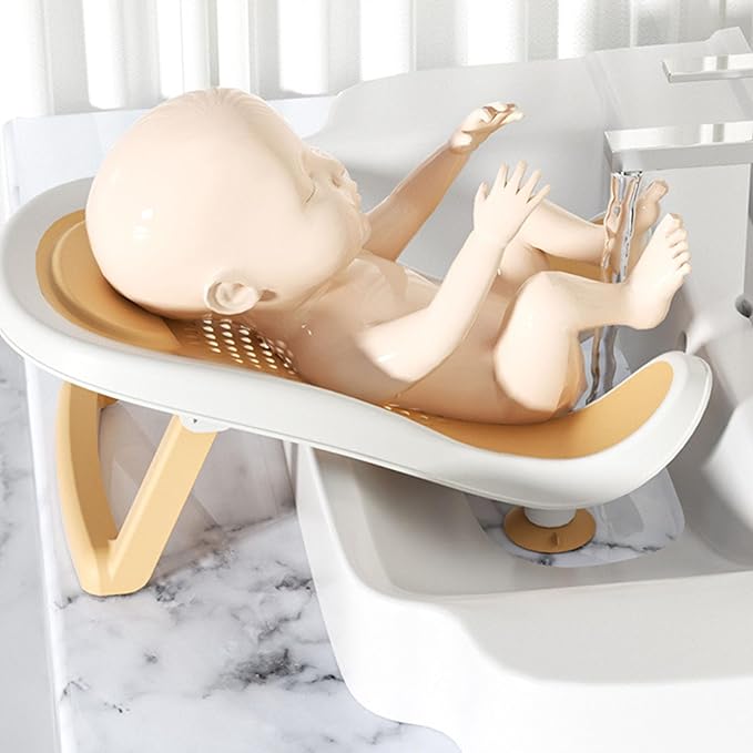 Infant Bath Basin Strong Suction Foldable Quick Drying Bath Rack Ergonomic Designing for Use in Sink Bathtub Hip Washing Tool