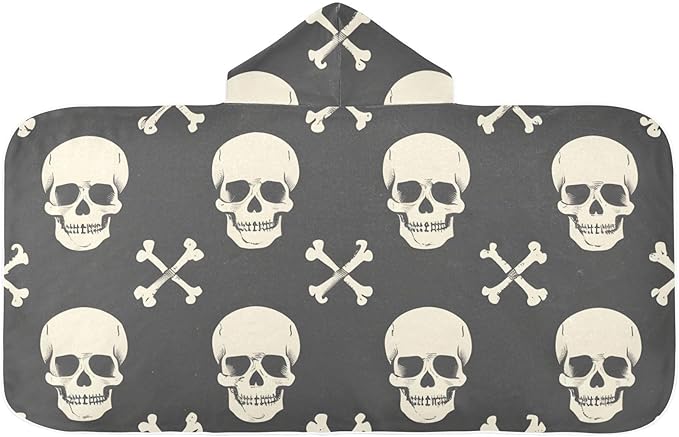 SUABO Kids' Bath Towels Skull and Crossbones Hooded Towels for Boys Girls,Toddler Towels Multi-Purpose for Beach,Pool and Bathroom,23.5" x 50", Soft and Highly Absorbent