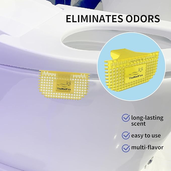 12 Pack Toilet Bowl Freshener Clip, Eco Bowl Clip Air Freshener for Bathroom, Odor Eliminator with Natural Lemon Fragrance Oils, Long Lasting Up to 30 Days, Discreet Clip for Toilet Rim