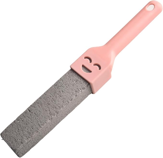 Natural Pumice Toilet Cleaning Brush With Ergonomic Handle For Removing Yellow Stains Rust Scale On Toilets Sinks Bathtubs Tiles Chemical-Free Multi-Use Bathroom for SURFACE Cleaner (Pink)