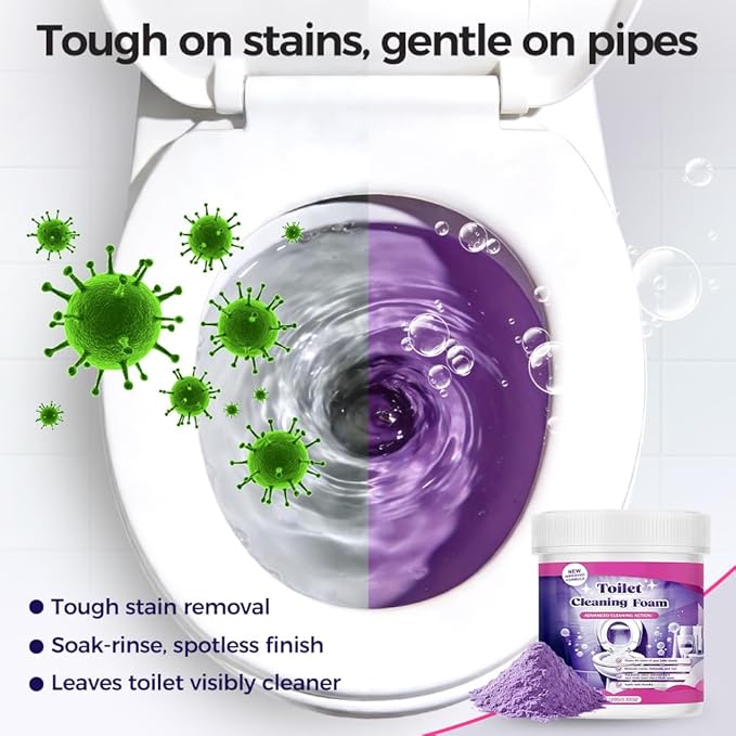 Toilet Cleaner – Touch Free Foaming Powder for Deep Cleaning, Limescale & Rust Stain Removal, No-Scrub Toilet Bowl Cleaning Foam, Septic Safe Bathroom & Multi-Surface Home Cleaning Powder (3pcs)