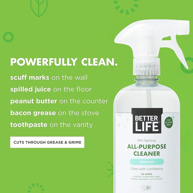Better Life Toilet Bowl Cleaner(24 Oz, 2 Pack) + All Purpose Cleaner Unscented (24 Oz, 1 Pack)