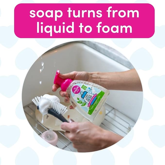 Dapple Baby Fragrance-Free Foaming Bottle & Dish Soap Refill - (2 Pack) 30 fl oz - Plant-Powered Cleaner for Baby Bottles, Pump Parts, and Sippy Cups