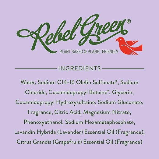Rebel Green Super Deluxe Dish Soap - Natural Dishwashing Soap - Liquid Dish Detergent - Sustainable Dish Liquid Scented with Lavender & Grapefruit - (16 oz Bottles, 4 Pack)