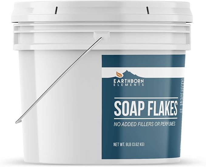 Earthborn Elements Soap Flakes 2 Gallon Bucket, Homemade Laundry Detergent, Tallow-Based, Unscented