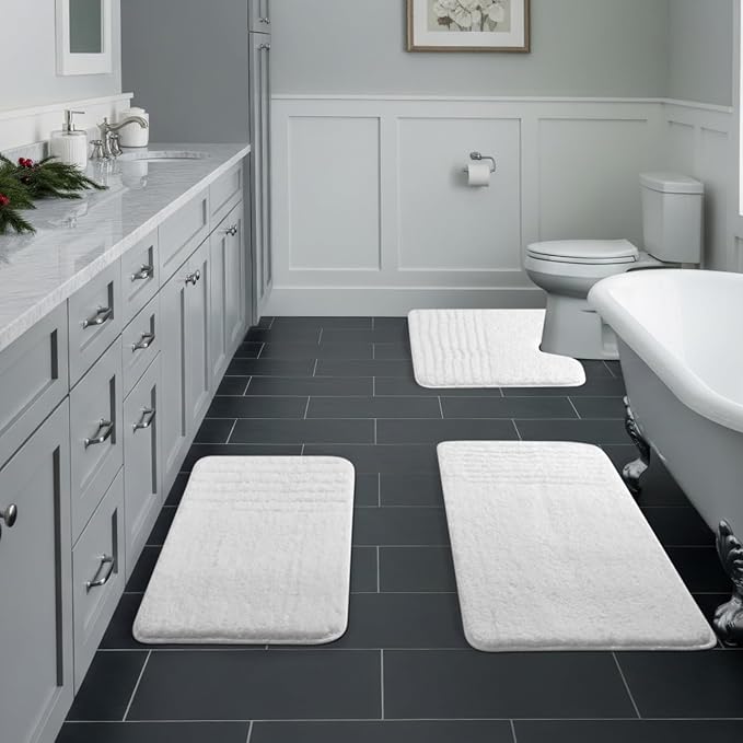 Bath Rugs Bathroom Mat Soft Absorbent Plush Shaggy Soft Floor Non Slip Shower Bath Tub Machine Washable