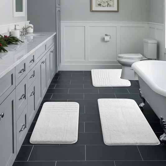 Bath Rugs Bathroom Mat Soft Absorbent Plush Shaggy Soft Floor Non Slip Shower Bath Tub Machine Washable