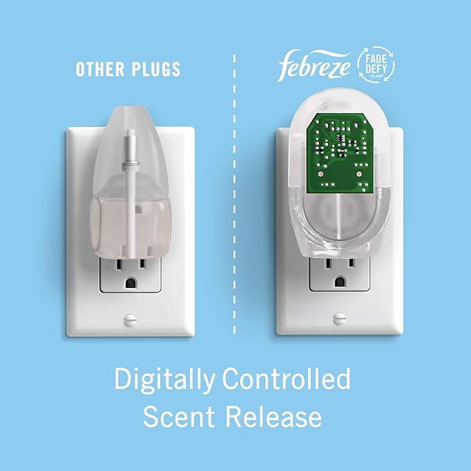 Febreze Odor-Fighting Fade Defy PLUG Air Freshener Refill, Heavy Duty Crisp Clean, (2) .87 fl. oz. Oil Refills