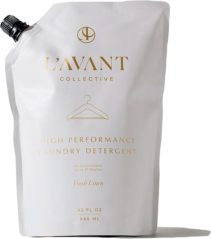 L'AVANT Collective Luxury Laundry Detergent Refill | Eco-Friendly, 75% Less Plastic | Fresh Linen | Natural Non-Toxic Liquid Laundry Soap with Enzymes | Plant-Based, HE Compatible | 32 oz