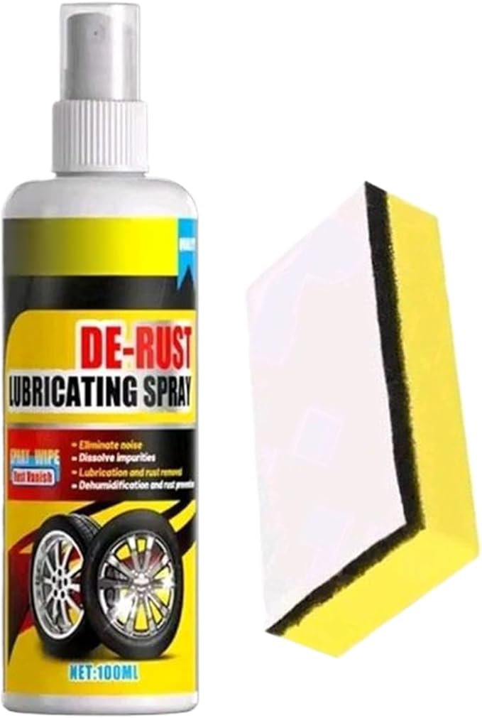 Rust Removal Spray, With Sponge, 100ml, Stain Cleaning Mist, Garage Rust Cleaner, Quickly Restoring Metal Surfaces, For Garage Trailer Driveway Brake Disc Motorcycle Car Kitchen Shower