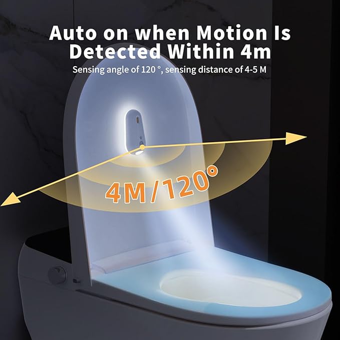 Self Cleaning UV Toilet Sanitizer and Night Light, Self Cleaning UVtoilet Light, Motion-Activated, USB Rechargeable, Adhesive-Mounted for Shared Bathrooms, for Elderly & Pet (1 PC)