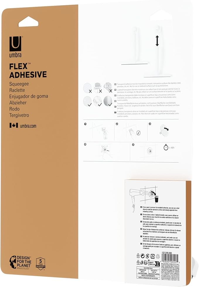 Umbra Flex Adhesive Squeegee, White (Pack of 3)