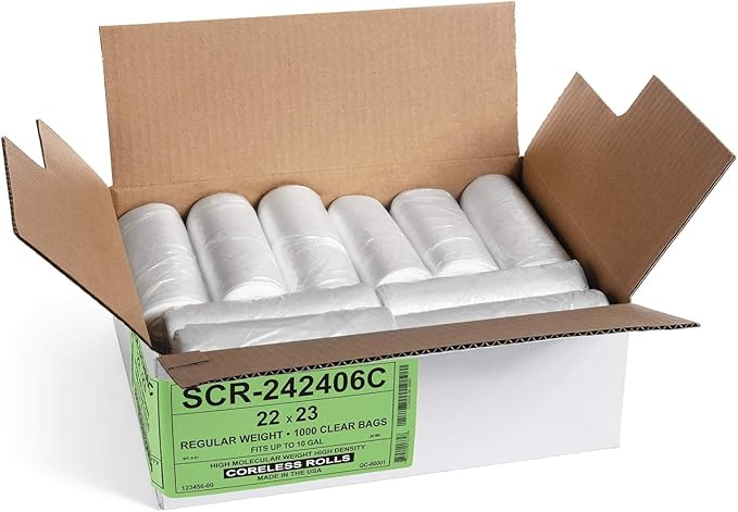 Aluf Plastics 10 Gallon Trash Bags - (COMMERCIAL 1000 PACK) - Source Reduction Series Value High Density 6 MICRON gauge - Intended for Home, Office, Bathroom, Paper, Styrofoam