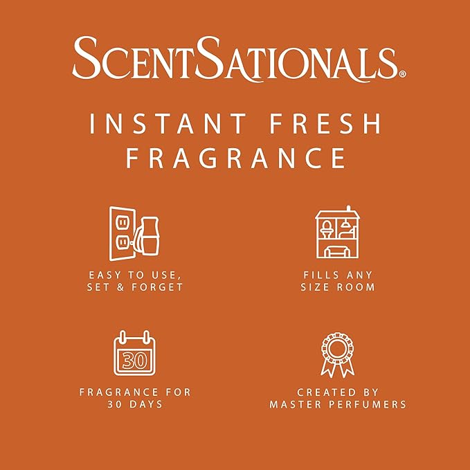ScentSationals Pumpkin Snickerdoodle Fragrance Oil Plug In Air Freshener Refills 3-Pack - Works with Scentsationals Wall Plugs, Long-Lasting Home Fragrance, 0.8 fl oz Each, Packaging May Vary