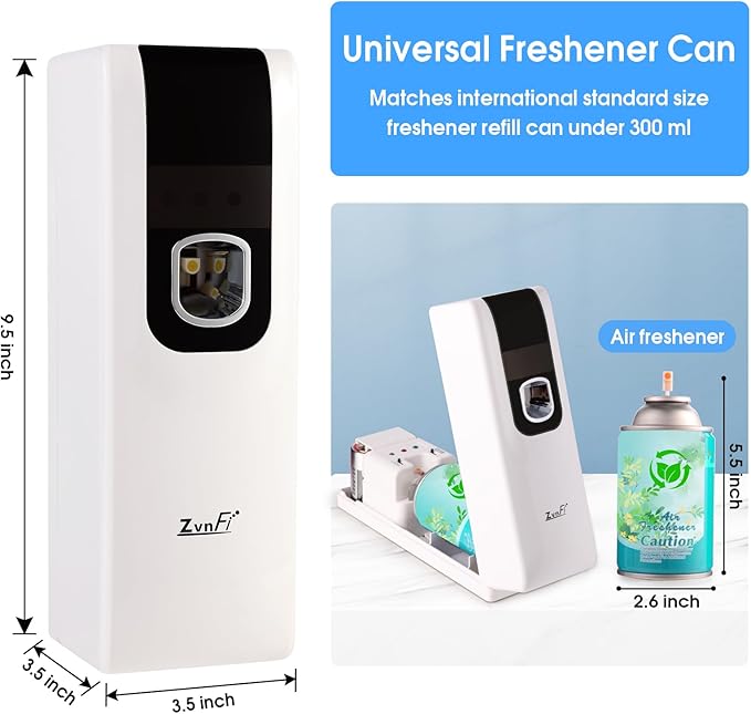 Air Freshener Spray Automatic Fragrance Dispenser Compatible with Glade and Airwick Refill Can 5.51"x 2.6", Free Standing/Wall Mounted Auto Air Freshener Holder for Home and Bathroom 296