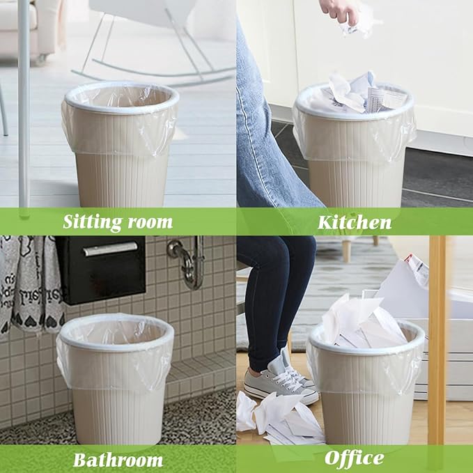1.2 Gallon 180 counts Small Strong Trash Bags 5 Liter Garbage Bags by Teivio, Bathroom Trash Can Bin Liners, Plastic Bags for home office kitchen, Clear