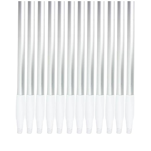 SPARTA Aluminum Broom and Mop Handle Replacement with Acme Threaded Tip for Environments with Harsh Cleaning Agents, Aluminum, 63 Inches, White, (Pack of 12)
