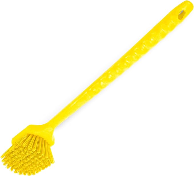 SPARTA 40501EC04 Plastic Large Scrub Brush, Kitchen Brush, Utility Brush With Long Handle For Cleaning, 20 Inches, Yellow, (Pack of 6)