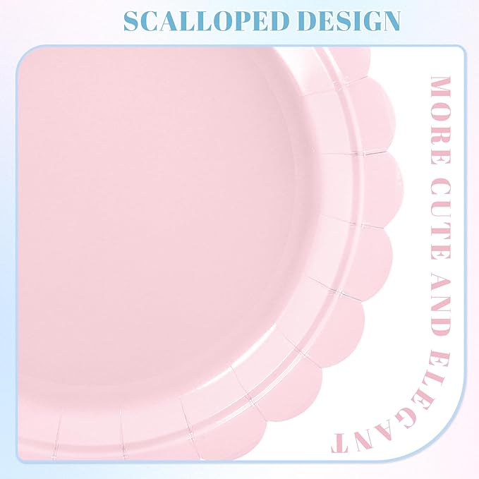 NatNarr 30 Pcs Gender Reveal Plates 9 Inch Disposable Scalloped Pink and Blue Plates Cute Dessert Cake Dinner Plate for Baby Shower, 1st Birthday