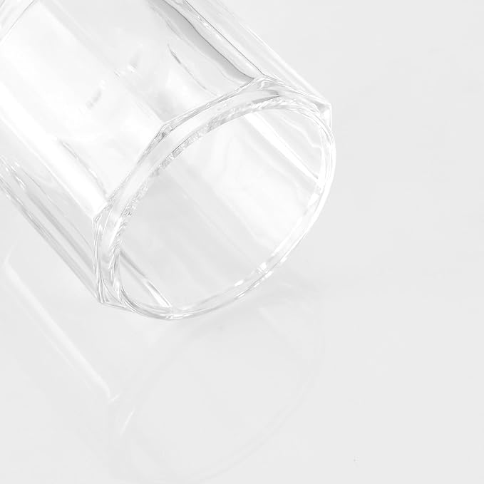 Clear Transparent Apothecary Octagional Shaped Glass Canister Jar With Gold Metal Lid Cover for Bathroom Organization, Cotton Balls, Q Tips, and Small Accessories, Bathroom Storage
