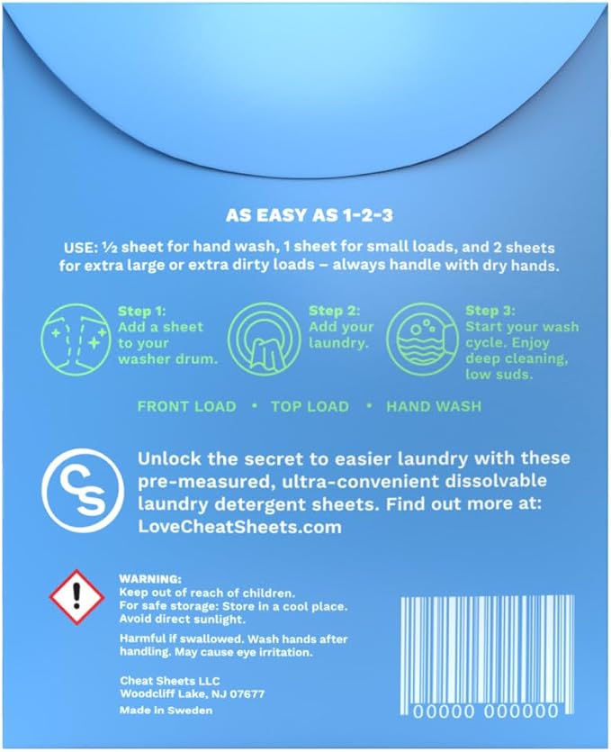 Cheat Sheets Laundry Detergent Sheets Swim Travel Packs Sea Spray - 10 Sheets (10 Loads) - Travel Friendly - Liquidless and Powderless - Eco-Friendly - Formulated For Swimwear and Bathing Suits