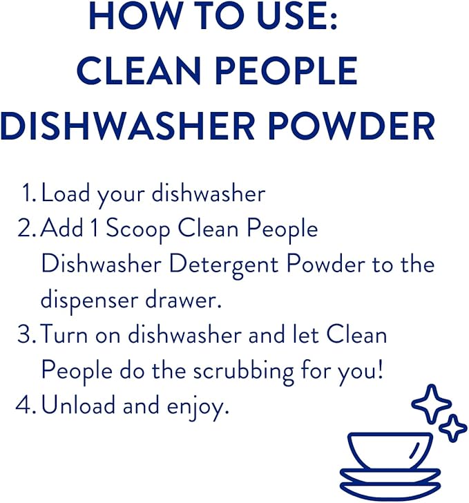 The Clean People Dishwasher Detergent Powder | Cuts Grease and Rinses Sparkling Clean | Residue-Free (30 Ounce, Peppermint)