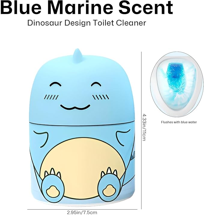 Toilet Bowl Cleaners Automatic Toilet Cleaner for Inside the Bowl Bathroom Toilet Tank Cleaner Dinosaur Shape Design Household with Rope Toulet Cleaning Supplies - Blue Ocean Scent