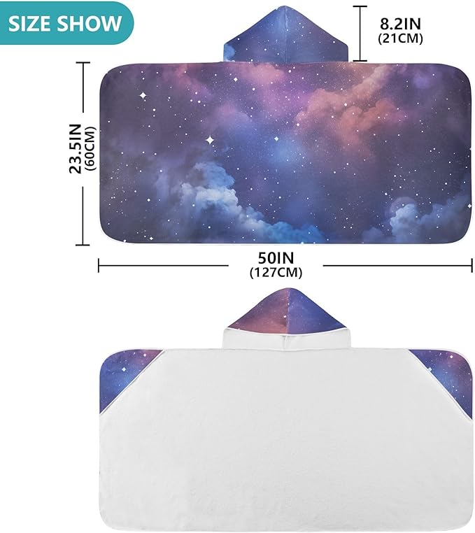 Hooded Towel for Kids Dream Starry Sky with Clouds Beach Wrap Bath Towels 50x23.5in