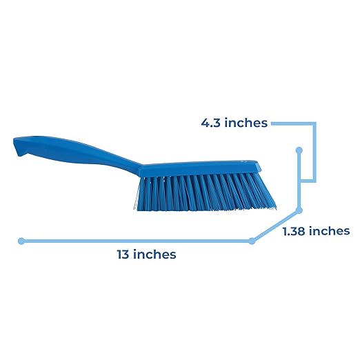 Vikan 45893 Bench Cleaning Brush, Polypropylene/Polyester Medium Bristle Dustpan Brush & Sweeper, 14 Inch, Blue