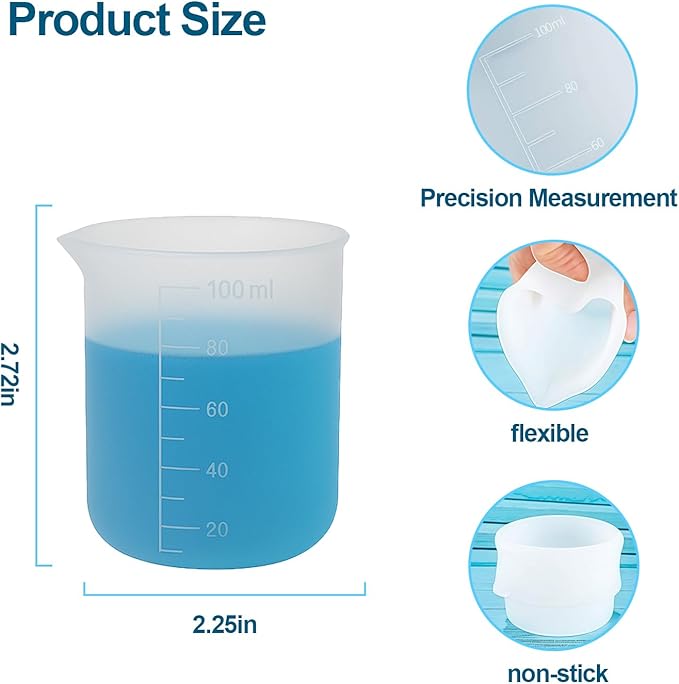 Laundry Detergent Cup,Silicone Laundry Detergent Measuring Cup,100ml Soft Material with Precision Scale–Reusable,No-Clean Design for Washing Machine & DIY Resin, Soap, Plaster Crafts(2 PACK)